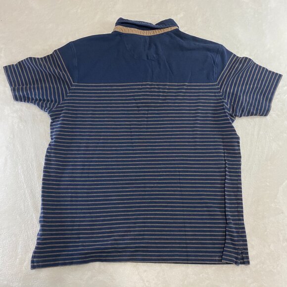 Daniel Hechter Paris Men's Shirt XXL Brown Navy Stripe Polo Golf Supima Cotton - Picture 6 of 10